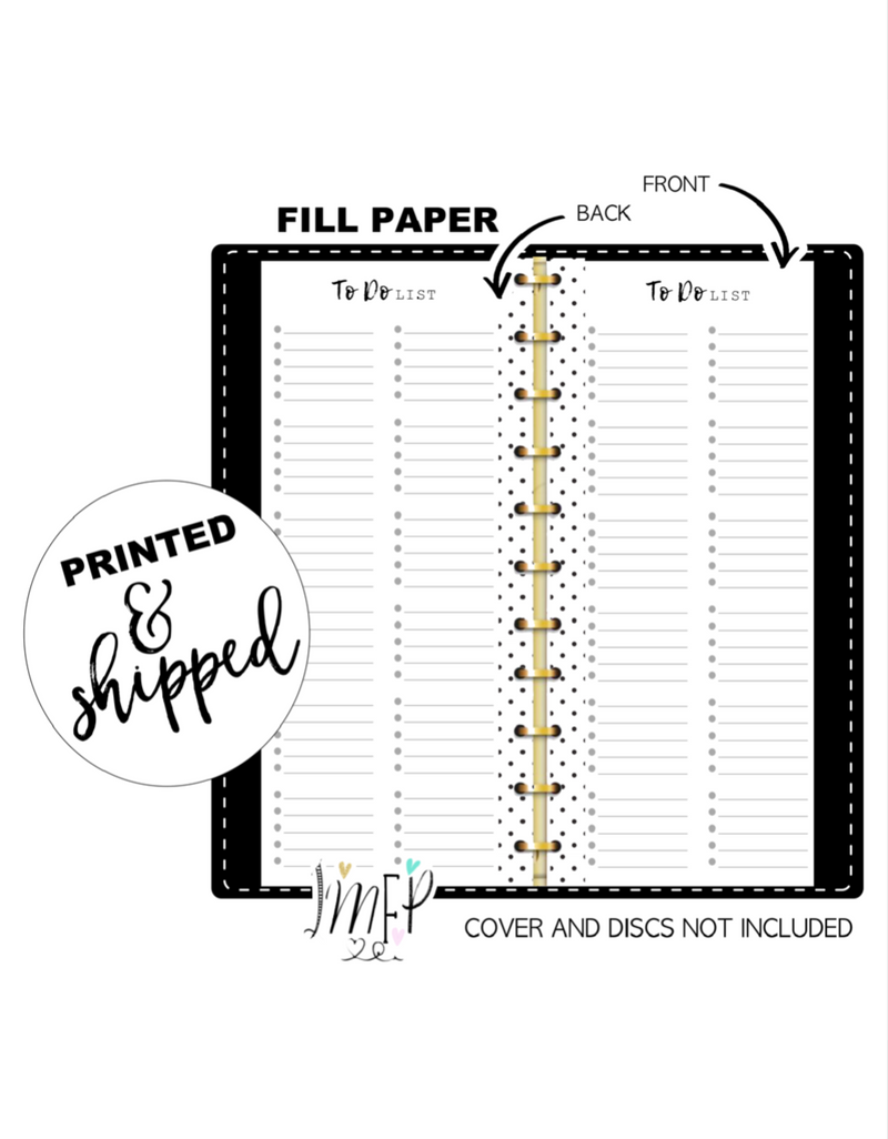 To Do List With Dots Fill Paper Inserts <PRINTED AND SHIPPED>