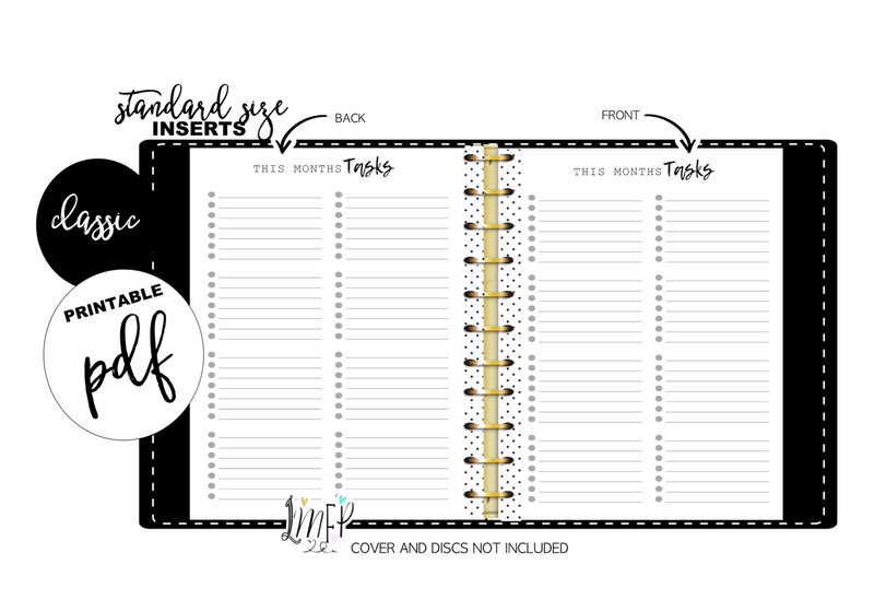 This Months Tasks Standard Fill Paper Inserts <PRINTABLE PDF>