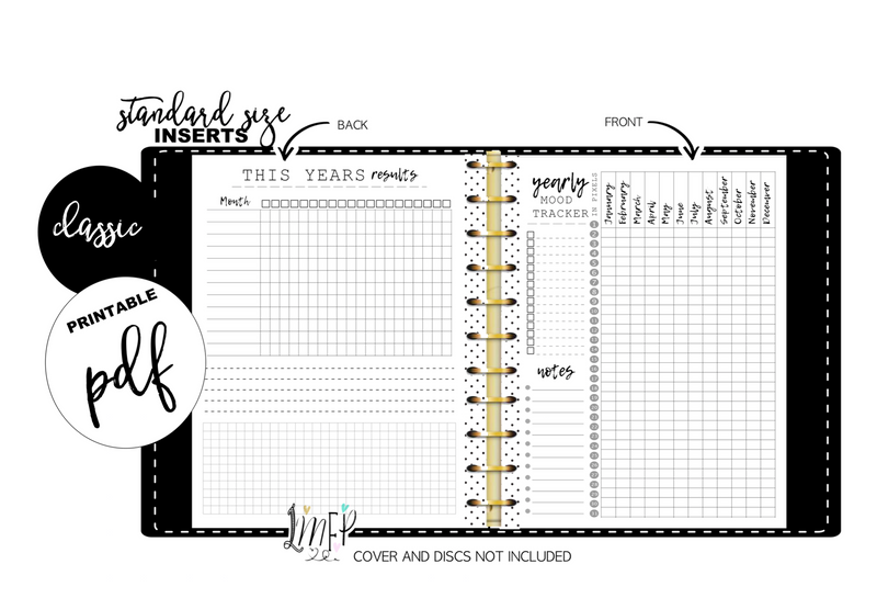 Year In Pixels Mood Tracker Standard Fill Paper Inserts <PRINTABLE PDF>