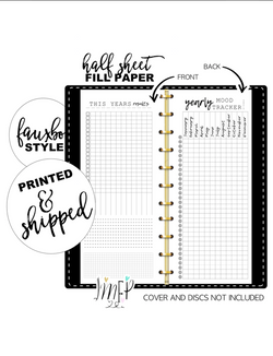 Year In Pixels Mood Tracker Fill Paper <PRINTED AND SHIPPED> Half Sheet