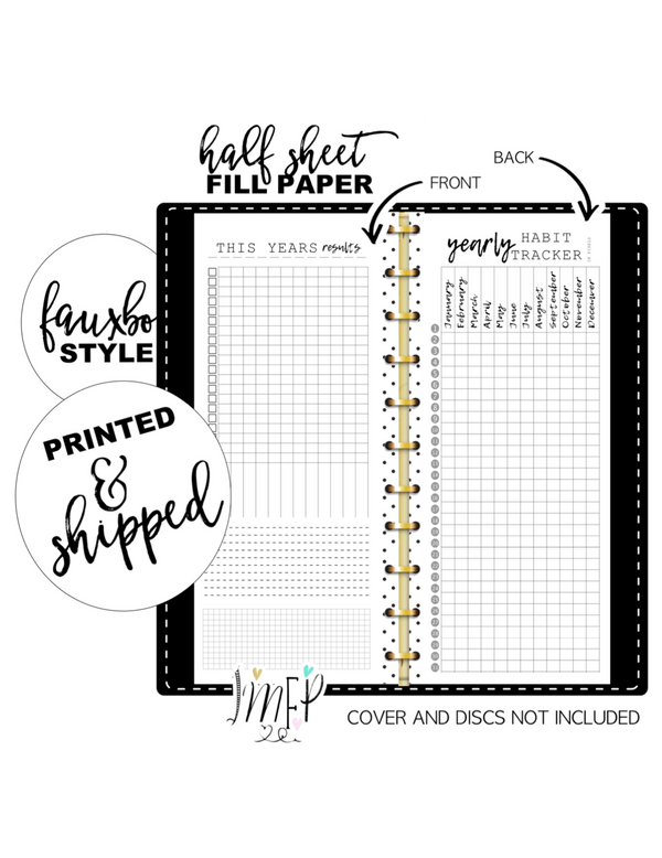 Year In Pixels Habit Tracker Fill Paper <PRINTED AND SHIPPED> Half Sheet