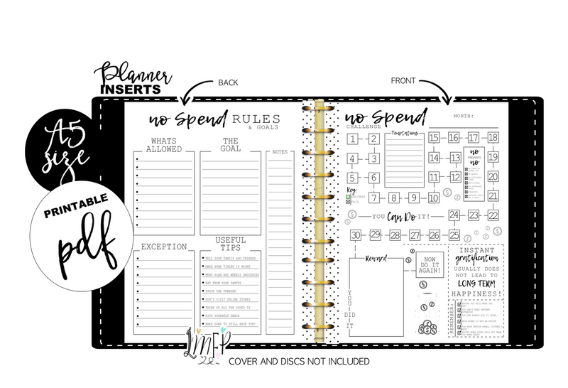 A5 Monthly No Spend Fill Paper Inserts <PRINTABLE PDF>