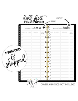Rollover Tasks Fill Paper <PRINTED AND SHIPPED> Half Sheet