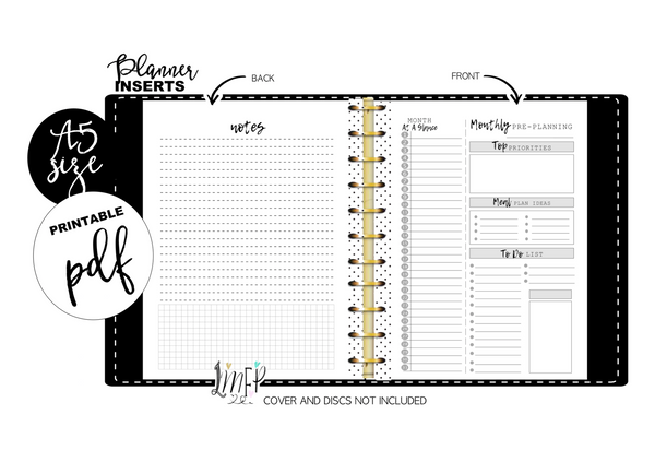 A5 Monthly Pre Planning Fill Paper Inserts <PRINTABLE PDF>