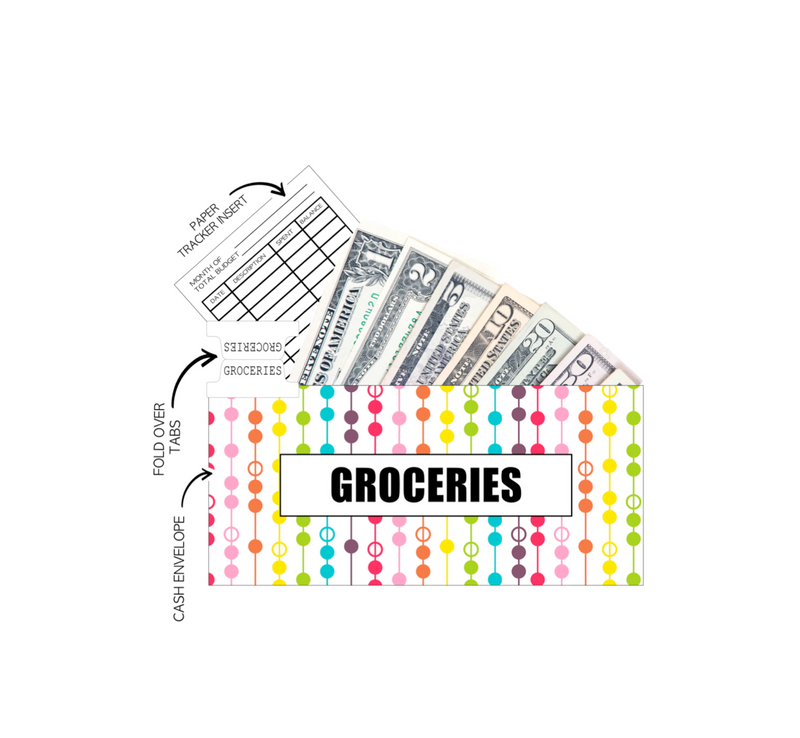 12 Budget Cash Envelopes Laminated <PRINTED AND SHIPPED> Rainbow Dots and Lines
