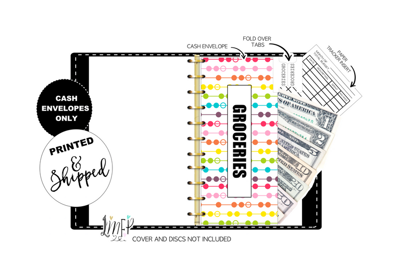 12 Budget Cash Envelopes Laminated <PRINTED AND SHIPPED> Rainbow Dots and Lines