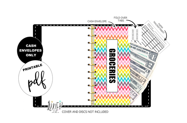 Budget Cash Envelopes <PRINTABLE PDF> Rainbow Chevron