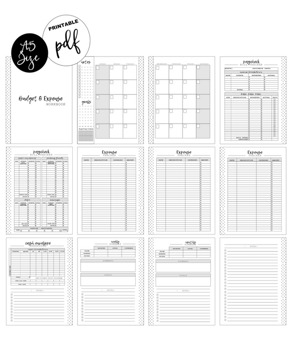A5 Paycheck Budget and Expense Workbook Inserts <PRINTABLE PDF>