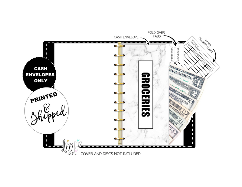 12 Budget Cash Envelopes Laminated <PRINTED AND SHIPPED> Marble Dreams Black and White