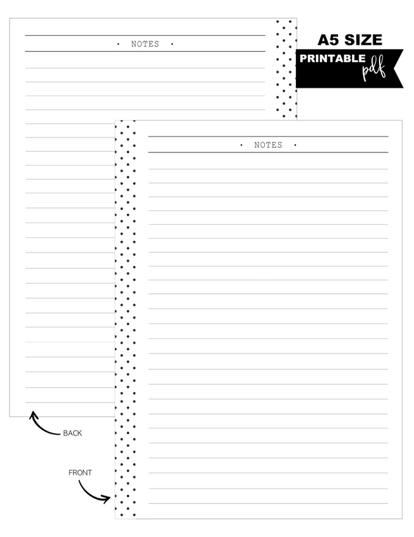 A5 Notes With Lines Fill Paper Inserts <PRINTABLE PDF>