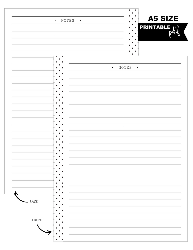 A5 Notes With Lines Fill Paper Inserts <PRINTABLE PDF>