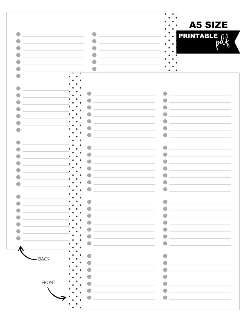 A5 Blank With Dots Fill Paper Inserts <PRINTABLE PDF>