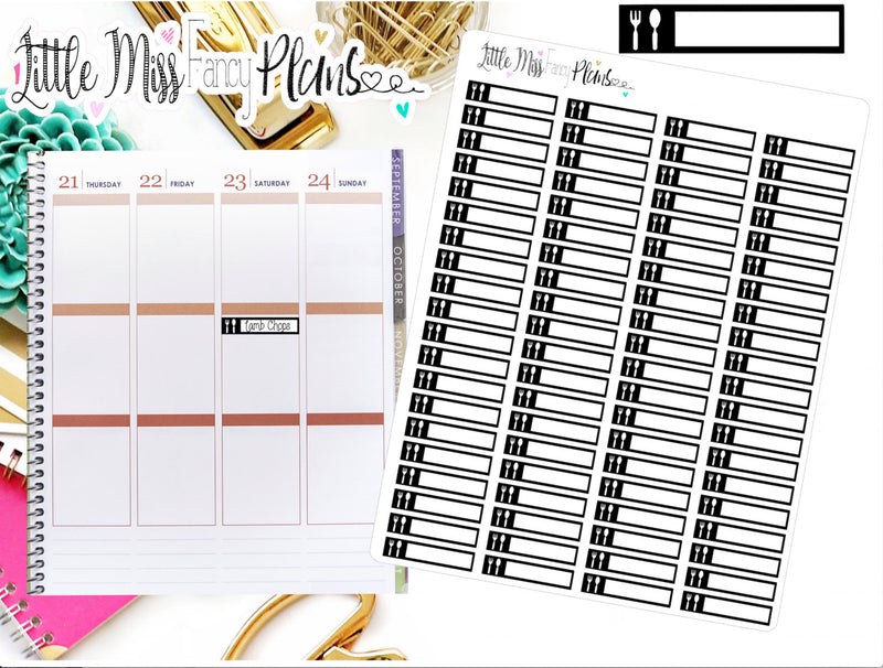 Meal Planner Icon Stickers Black and White | Erin Condren, Happy Planner Stickers, Personal Planner