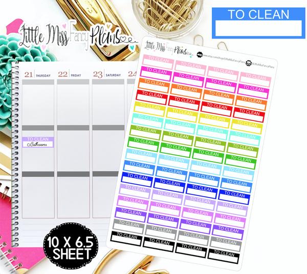 To Clean <Label Boxes> - Erin Condren, Happy Planner Stickers
