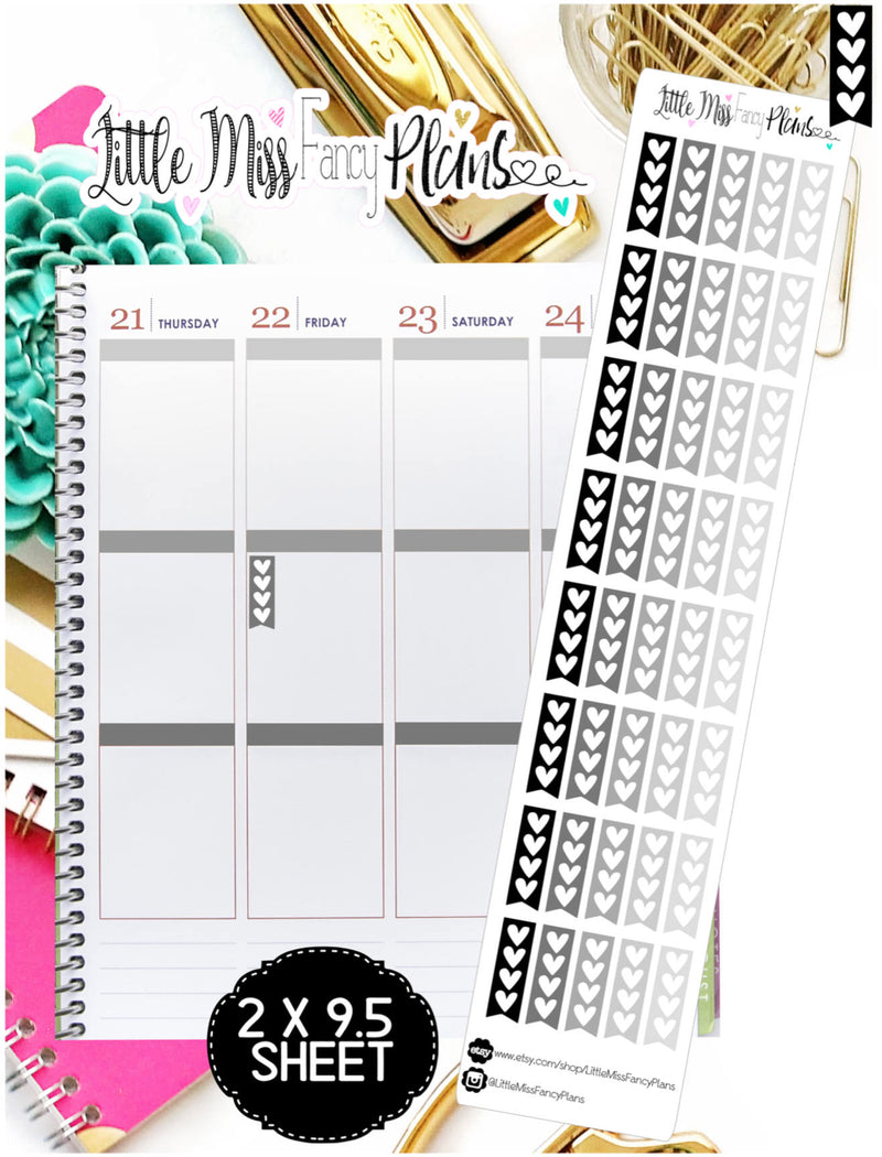 Neutral Mini Heart Checklist <Sticker Strip> - Erin Condren, Happy Planner Stickers