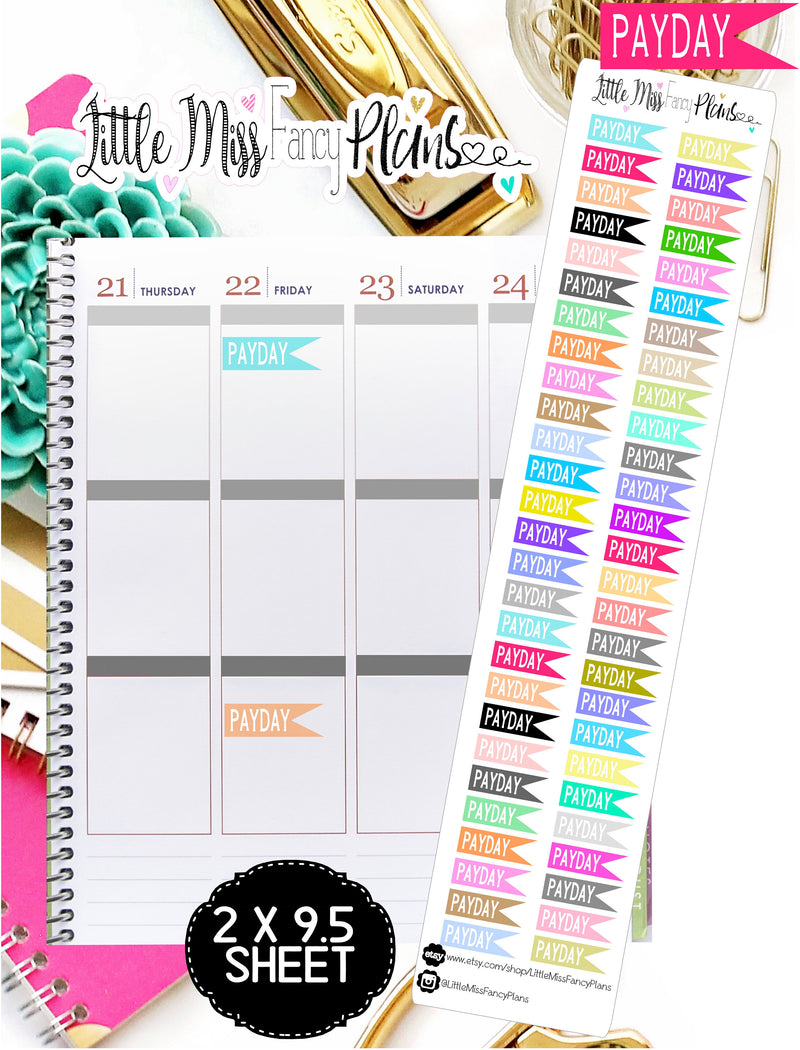 Payday Flags <Sticker Strip> | Erin Condren, Happy Planner Stickers, Personal Planner
