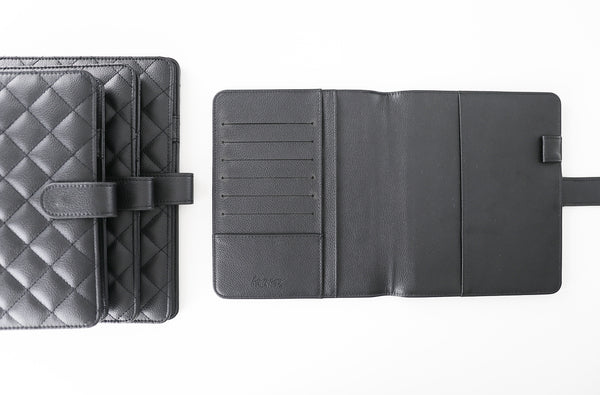 Onyx Black Quilted | Vegan Leather Planner Cover