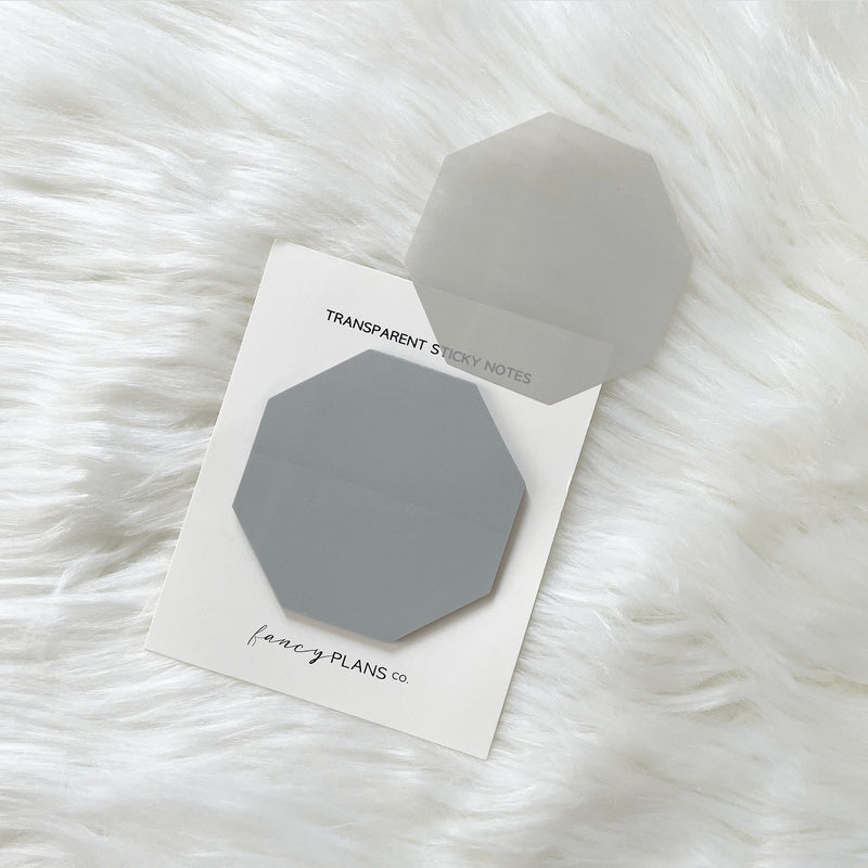 Octagon Transparent Sticky Note | Medium Gray