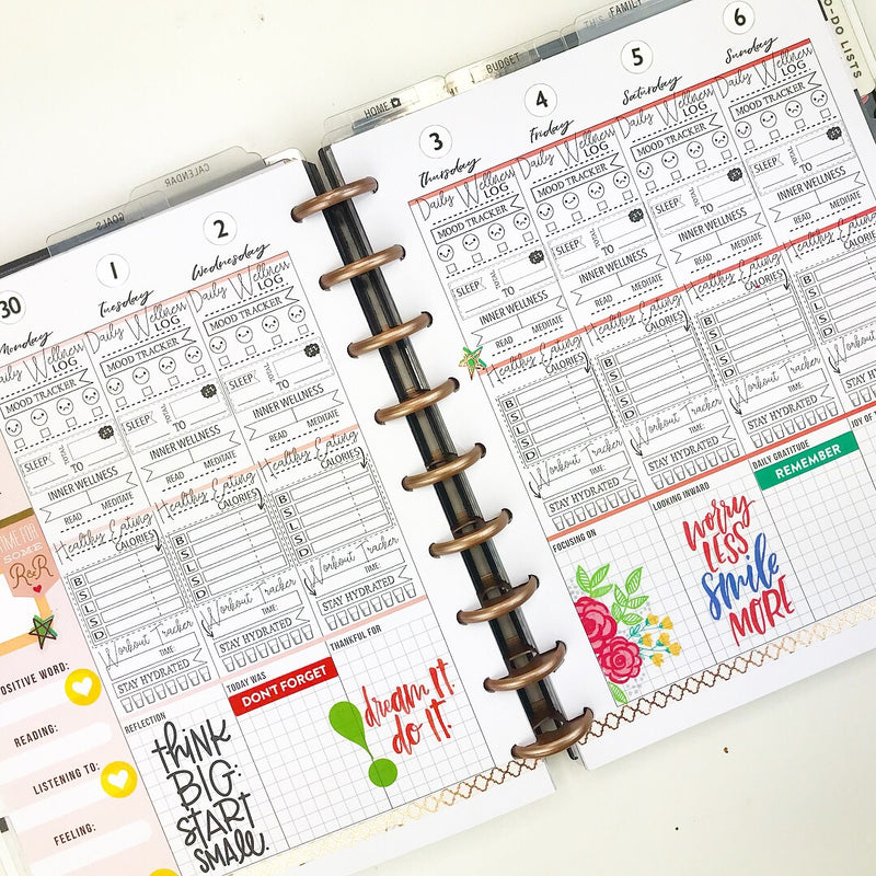 WELLNESS - Template For Printing on Inserts <Printables>  | Classic Size Happy Planner