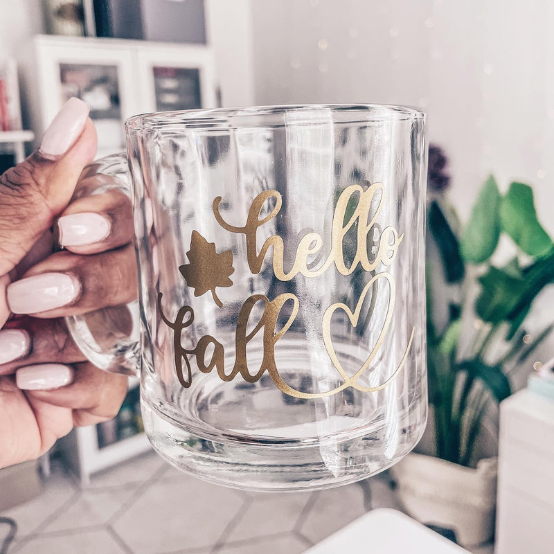 HELLO FALL | Clear Glass Mug