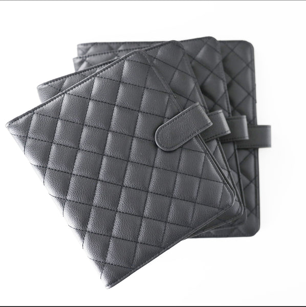 Onyx Black Quilted  Vegan Leather Planner Cover – Fancy Plans Co
