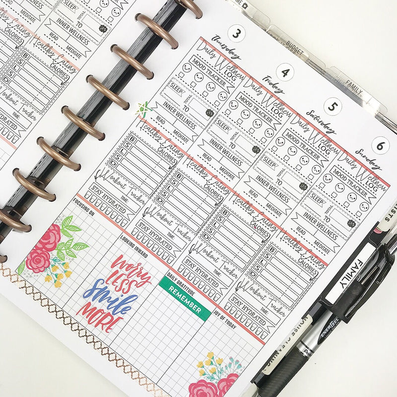 WELLNESS - Template For Printing on Inserts <Printables>  | Classic Size Happy Planner