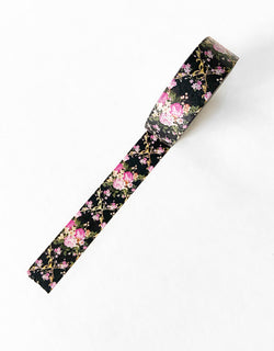 Washi Roll 15mm | BLACK FLORAL