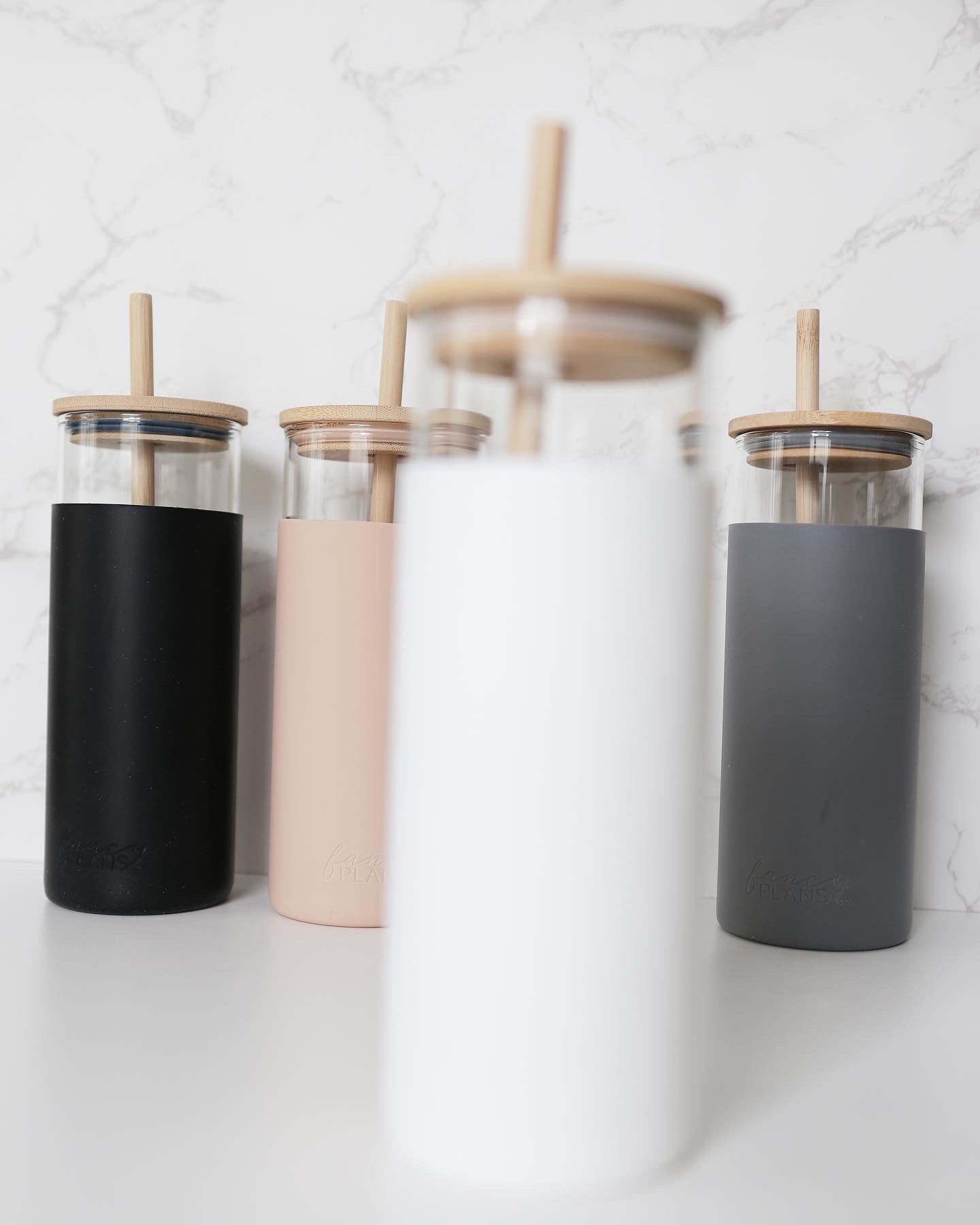 Glass Tumbler Bottle w/Silicone Sleeve Fancy Plans Co