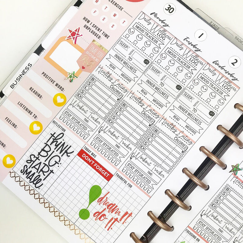 WELLNESS - Template For Printing on Inserts <Printables>  | Classic Size Happy Planner