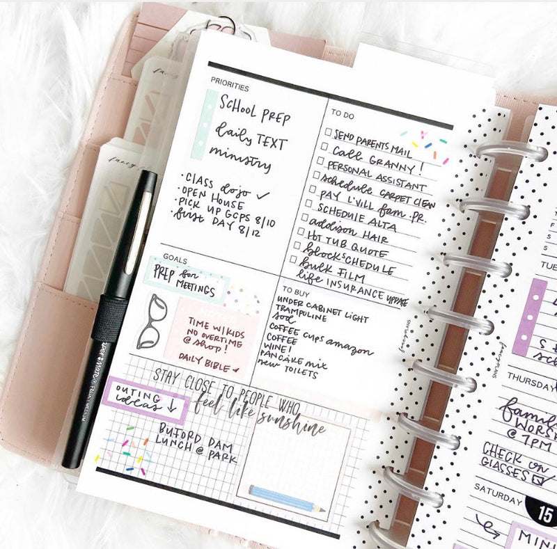 Dashboard Layout Planner Inserts MONDAY START <Un-Dated PRINTED AND SHIPPED>