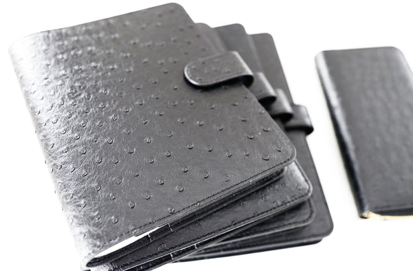 Onyx Black Ostrich | Vegan Leather Planner Cover