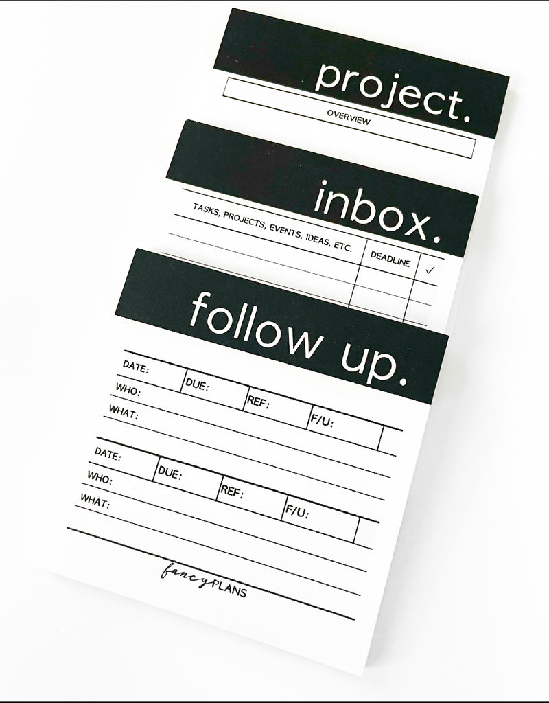 Sticky Notes Set of 3 | project. Inbox. follow up.