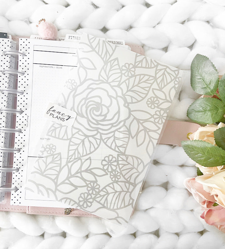 Fancy Roses Vellum Cardstock Dashboards GRAY <PRINTED AND SHIPPED>