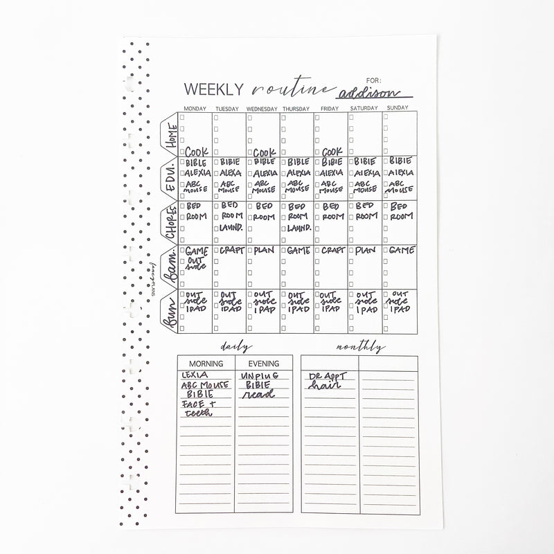 Weekly Routine Fill Paper Inserts <PRINTED AND SHIPPED>