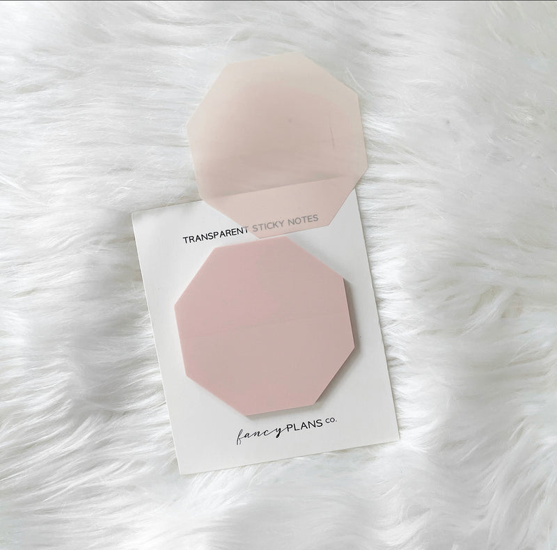 Octagon Transparent Sticky Note | Blush Pink