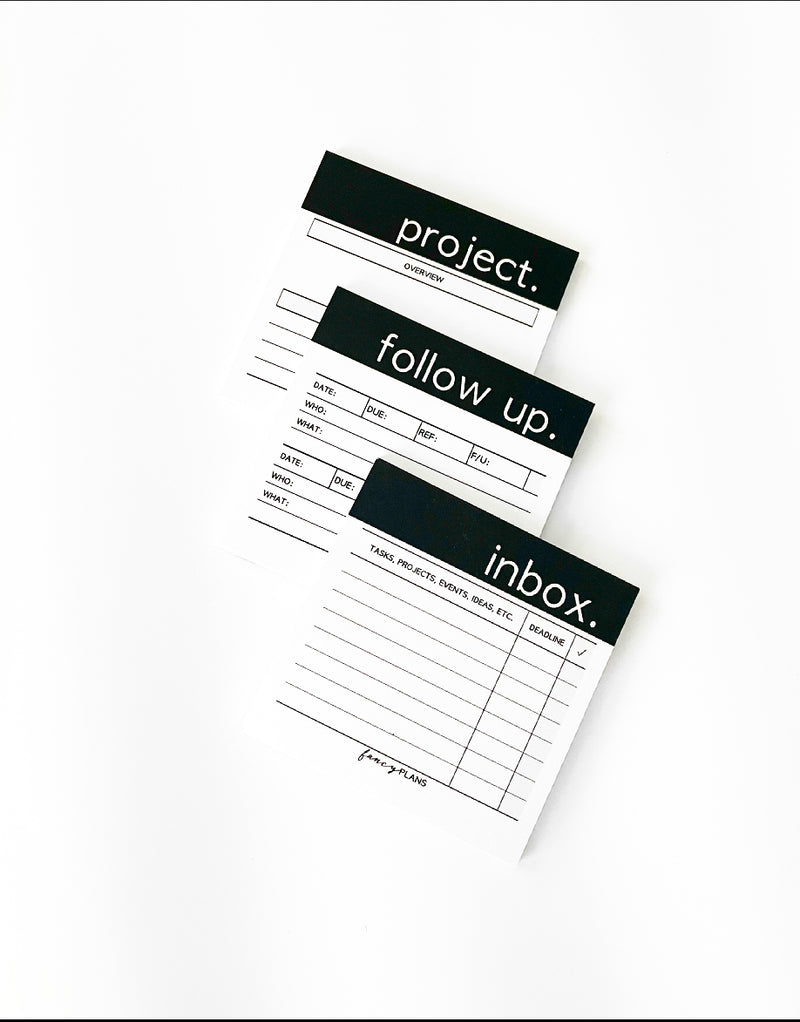 Sticky Notes Set of 3 | project. Inbox. follow up.