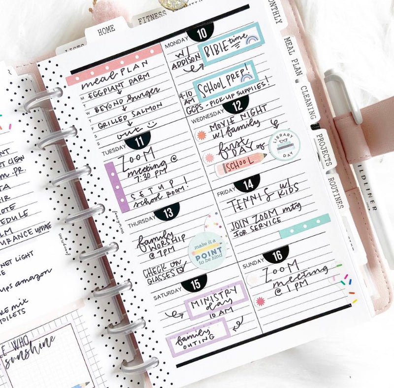 Dashboard Layout Planner Inserts MONDAY START <Un-Dated PRINTED AND SHIPPED>