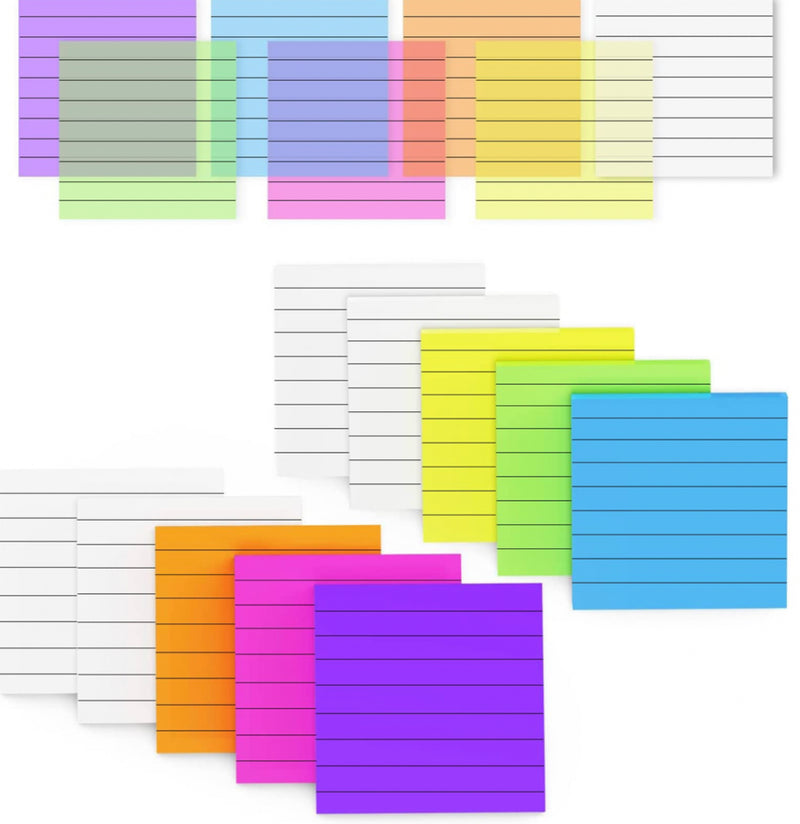 Transparent Neon Lined Sticky Notes | 3 x 3 in.
