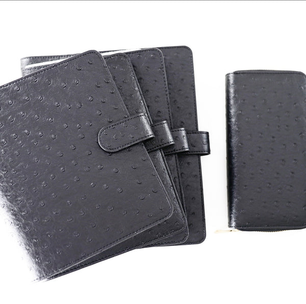 Onyx Black Ostrich | Vegan Leather Planner Cover