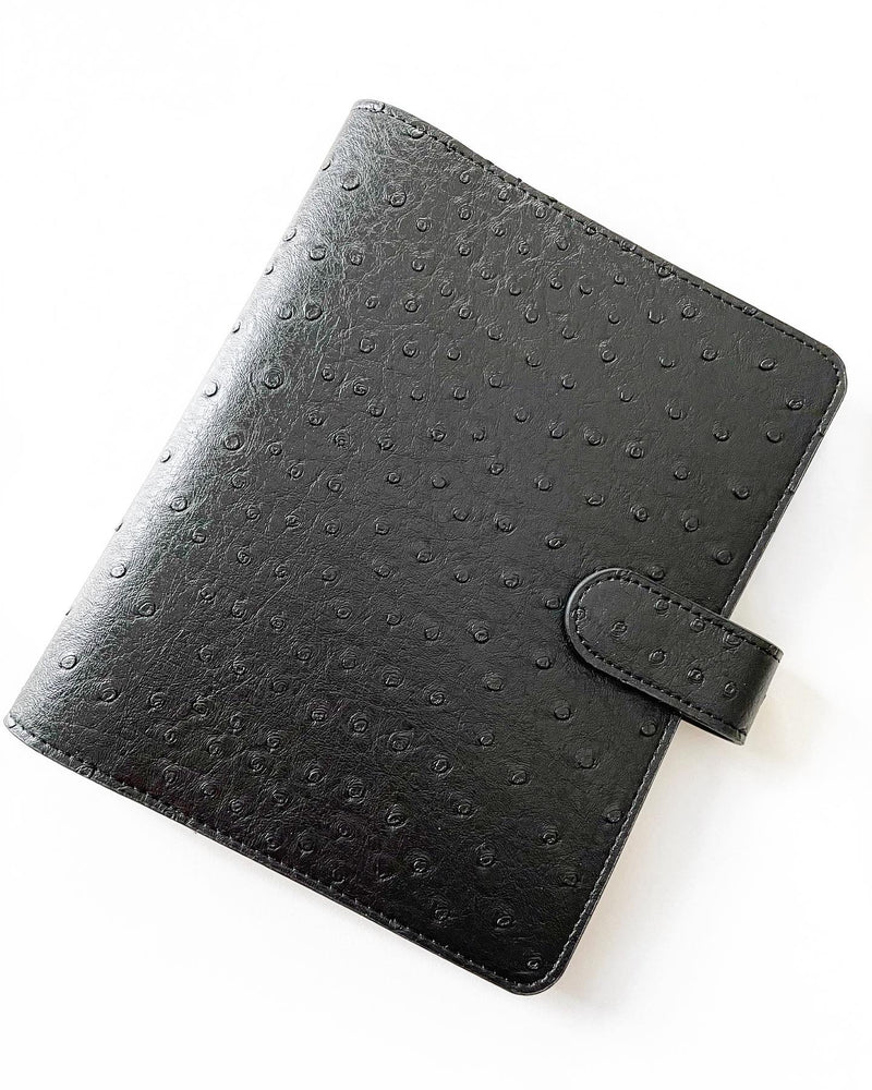 Onyx Black Ostrich | Vegan Leather Planner Cover