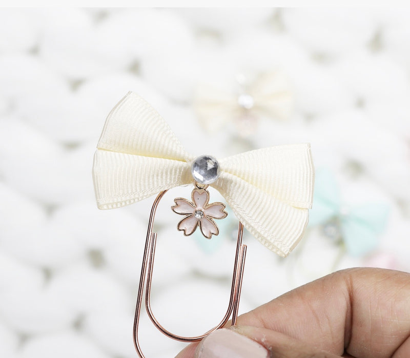 Fabric Bow Paper Clip - ADD COLOR TO NOTES OF ORDER