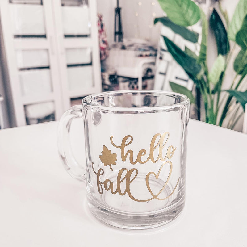 HELLO FALL | Clear Glass Mug