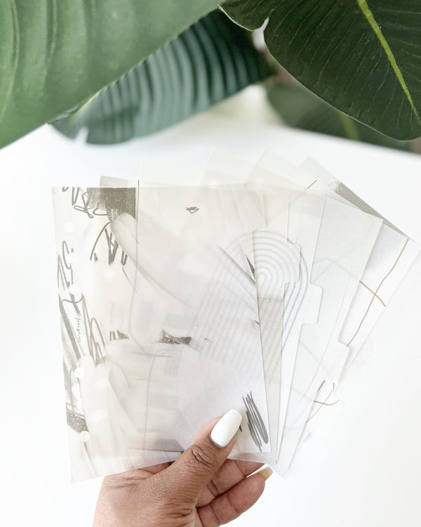 Vellum Divider Dashboards Set | Modern Abstract <PRINTED AND SHIPPED>